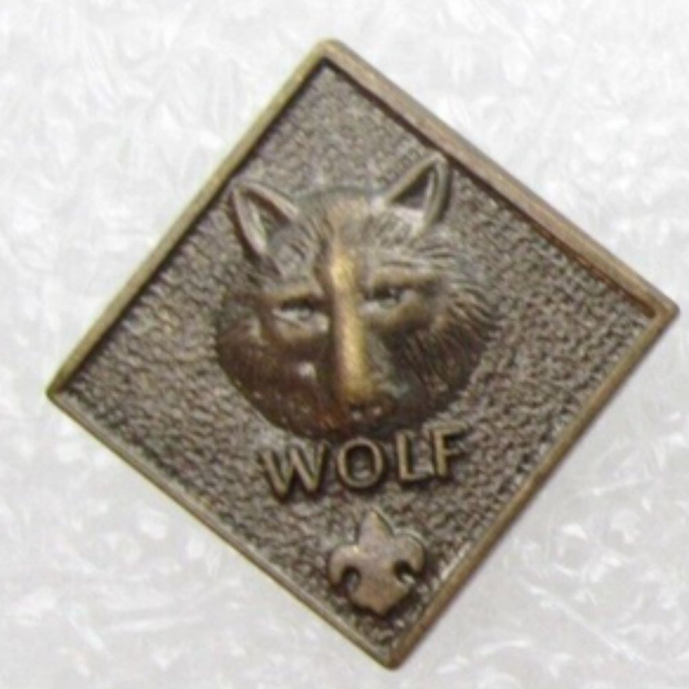 VINTAGE Wolf Scouts BSA Boy Scouts of America Brass Tone Lapel Pin